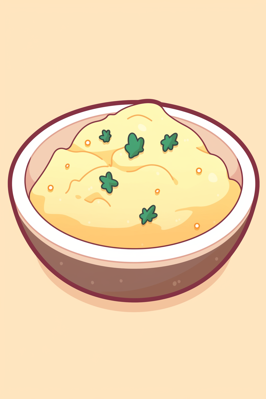 Thanksgiving food drawing ideas featuring a delightful bowl of fluffy mashed potatoes garnished with green herbs.